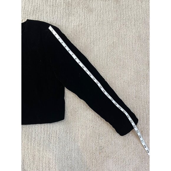 Talbots Black Velvet Cropped Jacket Classic Evening Bolero sz 14 - Picture 4 of 10